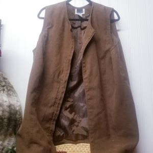 Maggie Barnes Brown Suede Feel Zip Front Vest